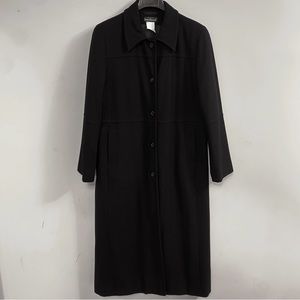 Harvé Benard Holtzman Black Wool Full Length Long Sleeve Peak Collar Coat 12P